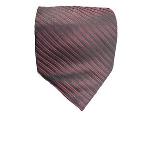 New CK Calvin Klein Men's Burgundy/Black Striped 100% Silk Neck Tie 3.75W x 57L